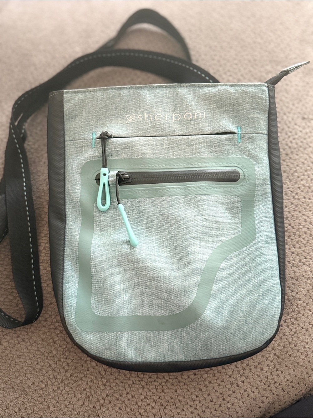 Sherpani Mint Green Crossbody with Black Trim